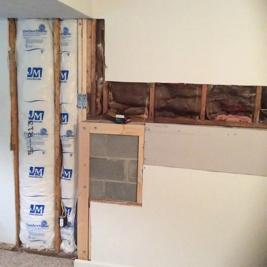 Wall insulation replacement during Basement Flood Cleanup in Somers